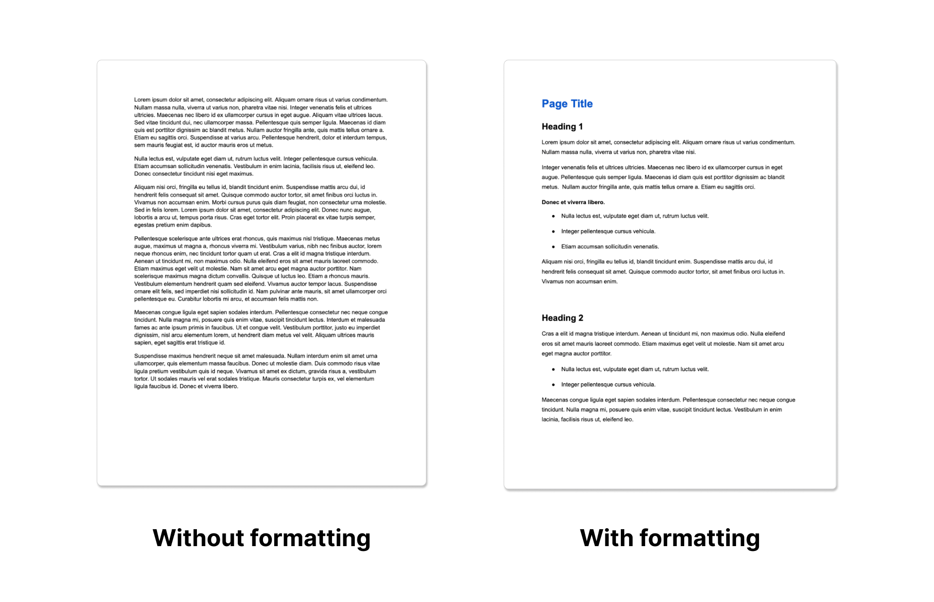 Comparison of texts with and without formatting