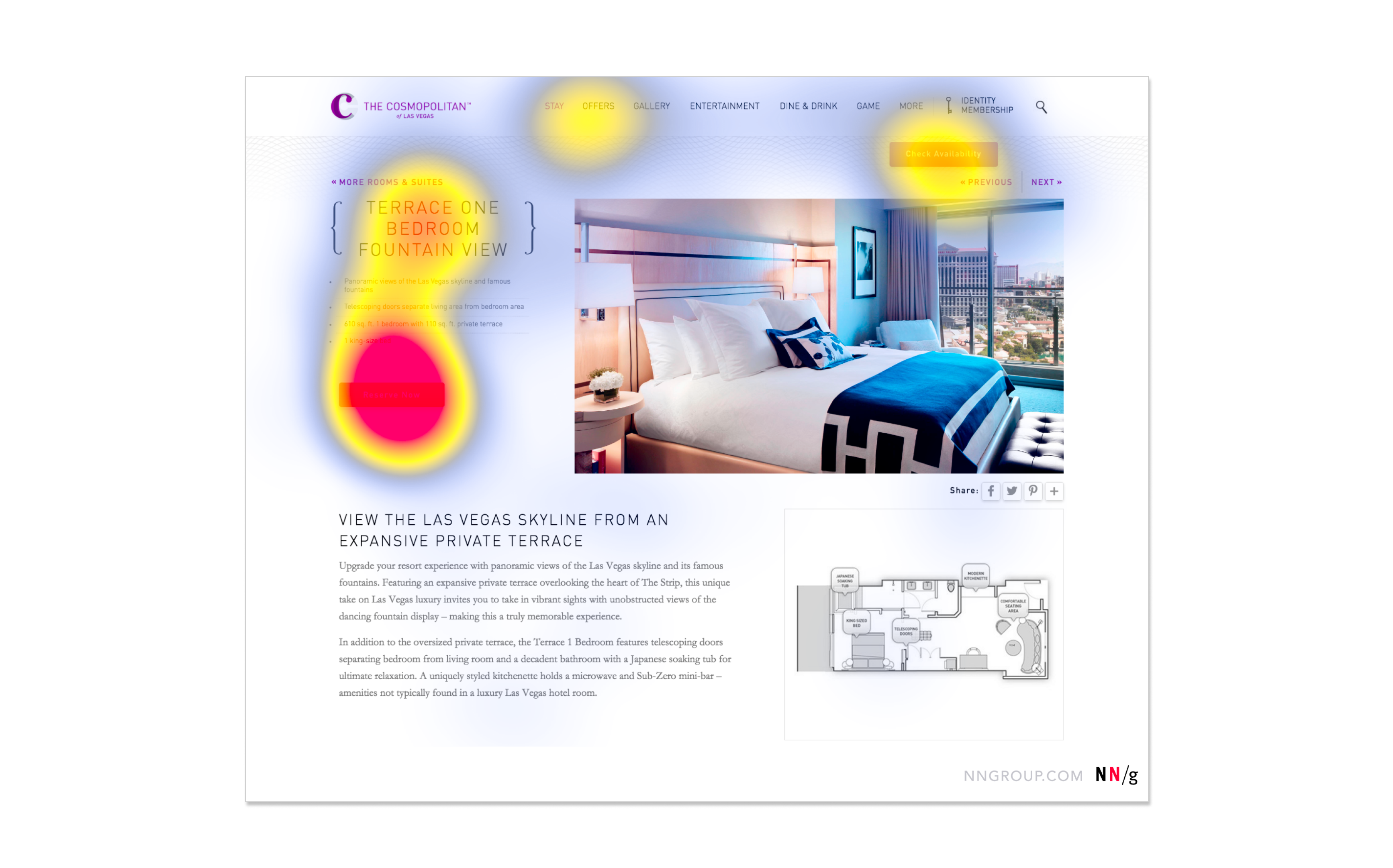 Exmaple of an eye-tracking heatmap on a website