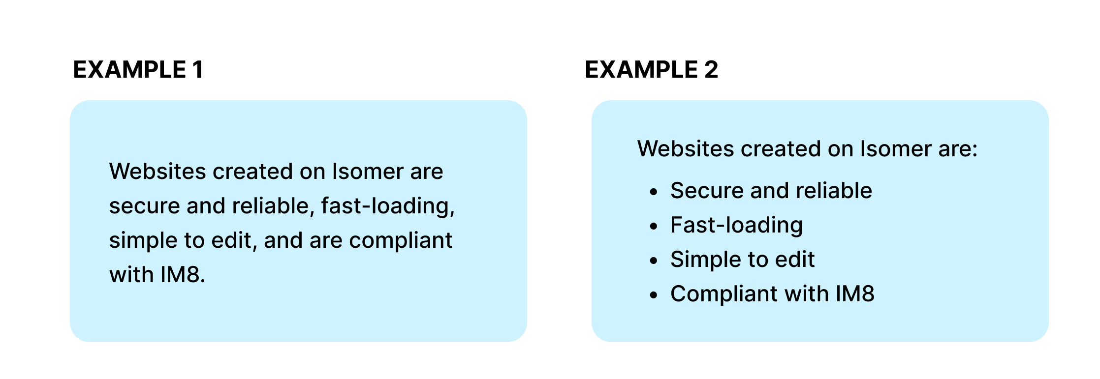 Example of how bulleted lists are used