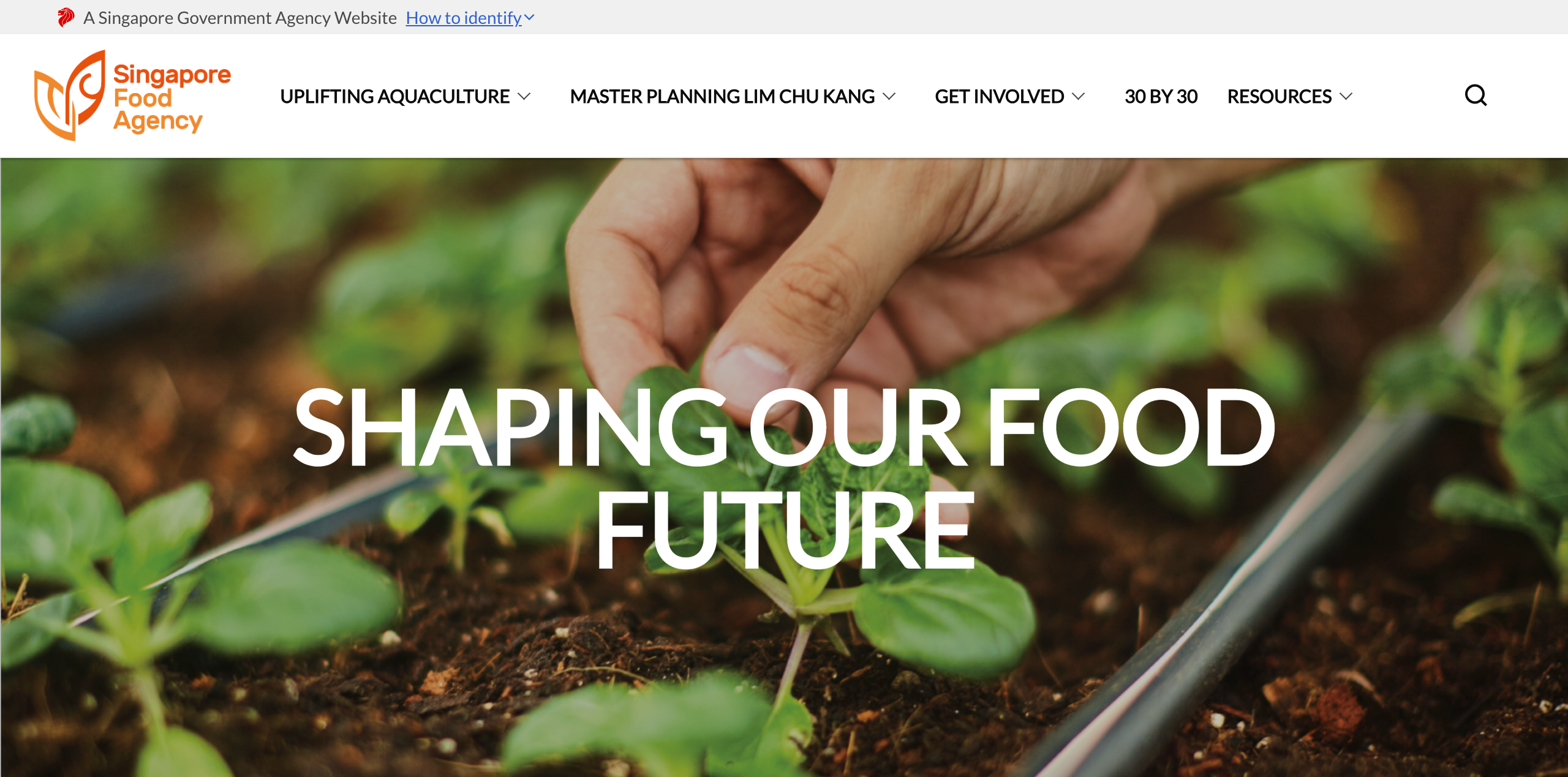 A screenshot of the our food future website's hero banner
